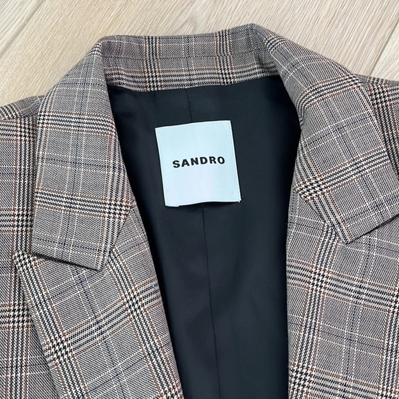 SANDRO | (size 40) Jada Windowpane Brown Plaid Check Blazer Jacket - Picture 8 of 10